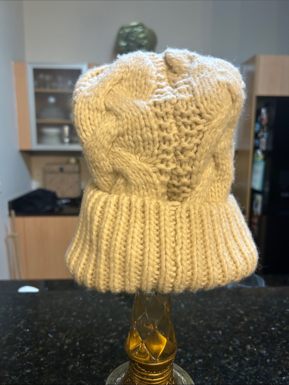 J. Crew Cream Cable Knit Fold-Over Beanie